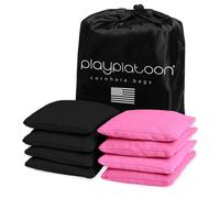 Jugar bolsas de maz resistentes al clima de pelotn - conjunto de 8 reglamentos de maz - agujeros de maz de pato rosa y negro - duradero para el j