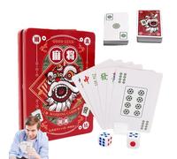 Jugar Cartas Mahjong - 144 Cartas de Papel con 2 Dados, De Viaje Portátil En Una De Hierro, Estilo Chino Tradicional, Grandes Personajes Para Una Lectura Fácil | Sociedad