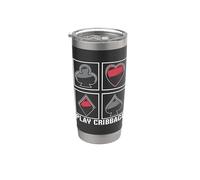 Jugar Cribbage Loves Juego de mesa Naipes Crib bage Vaso térmico de acero inoxidable de doble pared