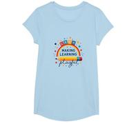 Jugar es Aprender: el Profesor Convierte el Aprendizaje en un arcoíris Divertido Camiseta, Niñas, Azul Bebé, Grande