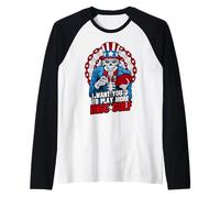 Jugar Más Disco Golf Frolf Patriótico Goth USA Uncle Sam Skull Camiseta Manga Raglan