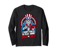 Jugar Más Disco Golf Frolf Patriótico Goth USA Uncle Sam Skull Manga Larga