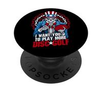 Jugar Más Disco Golf Frolf Patriótico Goth USA Uncle Sam Skull PopSockets PopGrip Adhesivo