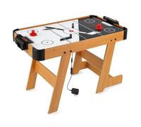 JugaToys - Juego de Air Hockey de Mesa Eléctrico - con Discos y 2 Marcadores Manuales - Juego Arcade para 2 Jugadores +3 años - Estructura Resistente de Madera - Mesa de Aire para Niños y Adultos