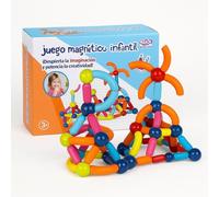 JugaToys - Juego de construcción magnético Infantil de 84 Piezas - Bloques magnéticos de Colores para niños y niñas a Partir de 3 años - Fomenta la Creatividad y el Pensamiento lógico
