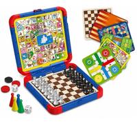 JUGATOYS - Juegos de Mesa Clásicos Magnéticos 7 en 1 - Ajedrez Magnético, Parchís y Oca, Damas y Backgammon - Set Familiar de Viaje - Tableros Intercambiables - Regalo para Niños y Adultos +3 Años