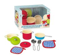 JugaToys - Set de menaje de Cocina Infantil metálico de Colores con Accesorios - Juego de imitación con 8 Piezas - Ollas, sartenes y Utensilios de Cocina para niños y niñas a Partir de 3 años