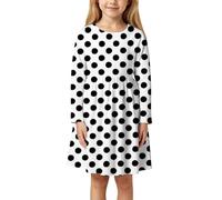 Jugendbuch 10 Mädchen kleider, lässig, mit Blumenmuster und Punkte, langärmig, Sommerkleid für Kleinkinder von 3 bis 11 Jahren süßes, stylisches Outfit für die Baby Mädchen Set Bluse Und, Blanco, 5-6