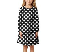 Jugendbuch 10 Mädchen kleider, lässig, mit Blumenmuster und Punkte, langärmig, Sommerkleid für Kleinkinder von 3 bis 11 Jahren süßes, stylisches Outfit für die Baby Mädchen Set Bluse Und, Negro , 3-4