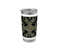 Jugendstil Burlesque Vintage Tribal Verde Artdeco Patrón Vaso térmico de acero inoxidable de doble pared
