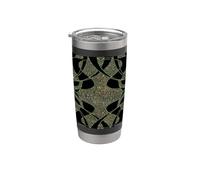 Jugendstil Burlesque Vintage Tribal Verde Artdeco Patrón Vaso térmico de acero inoxidable de doble pared