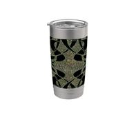 Jugendstil Burlesque Vintage Tribal Verde Artdeco Patrón Vaso térmico de acero inoxidable de doble pared