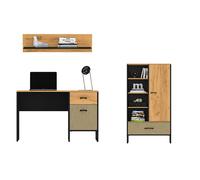 Jugendzimmer-Set Dormitorio Infantil 3-teilig Negro Arte Oro Roble Premium Acero