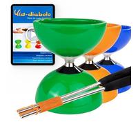 Juggle Dream Carousel Diábolo Set para Malabares - Pro Triple Rodamiento Diábolo con Varillas de Aluminio y Vídeo de Aprendizaje en Línea (Verde)
