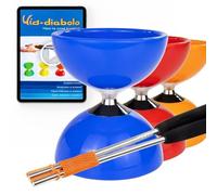 Juggle Dream Carousel Diábolo Set para Malabares - Pro Triple Rodamiento Diábolo con Varillas de Aluminio y Vídeo de Aprendizaje en Línea (Azul)