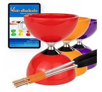 Juggle Dream Carousel Diábolo Set para Malabares - Pro Triple Rodamiento Diábolo con Varillas de Aluminio y Vídeo de Aprendizaje en Línea (Rojo)