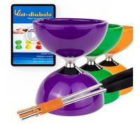 Juggle Dream Carousel Diábolo Set para Malabares - Pro Triple Rodamiento Diábolo con Varillas de Aluminio y Vídeo de Aprendizaje en Línea (Morado)