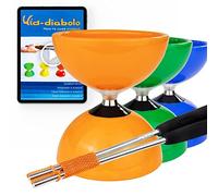 Juggle Dream Carousel Diábolo Set para Malabares - Pro Triple Rodamiento Diábolo con Varillas de Aluminio y Vídeo de Aprendizaje en Línea (Naranja)