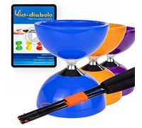 Juggle Dream Carousel Diábolo Set para Malabares - Triple Rodamiento Diábolo con Varillas de Fibra y Vídeo de Aprendizaje en Línea (Azul)