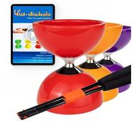 Juggle Dream Carousel Diábolo Set para Malabares - Triple Rodamiento Diábolo con Varillas de Fibra y Vídeo de Aprendizaje en Línea (Rojo)