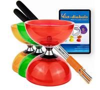 Juggle Dream Cyclone Quartz Diábolo Set para Malabares - Pro Triple Rodamiento Diábolo con Varillas de Aluminio y Vídeo de Aprendizaje en Línea (Rojo)