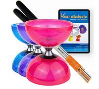 Juggle Dream Cyclone Quartz Diábolo Set para Malabares - Pro Triple Rodamiento Diábolo con Varillas de Aluminio y Vídeo de Aprendizaje en Línea (Rosa)