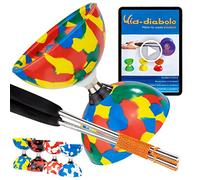 Juggle Dream Jester Diábolo Set para Malabares - Diábolo con Eje de Rodamientos con Palos de Aluminio y Vídeo de Aprendizaje en Línea (Multicolor)