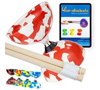 Juggle Dream Jester Diábolo Set para Malabares - Diábolo con Eje de Rodamientos con Palos de Madera y Vídeo de Aprendizaje en Línea (Rojo/Blanco)