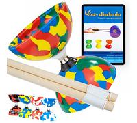 Juggle Dream Jester Diábolo Set para Malabares - Diábolo con Eje de Rodamientos con Palos de Madera y Vídeo de Aprendizaje en Línea (Multicolor)