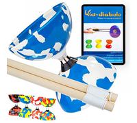 Juggle Dream Jester Diábolo Set para Malabares - Diábolo con Eje de Rodamientos con Palos de Madera y Vídeo de Aprendizaje en Línea (Azul/Blanco)