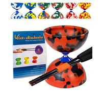Juggle Dream Jester Diábolo Set para Malabares - Diábolo con Eje Fijo con Palos de Fibra y Vídeo de Aprendizaje en Línea (Negro/Rojo)