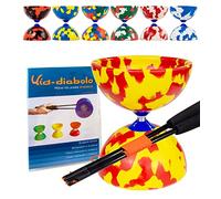 Juggle Dream Jester Diábolo Set para Malabares - Diábolo con Eje Fijo con Palos de Fibra y Vídeo de Aprendizaje en Línea (Rojo/Amarillo)