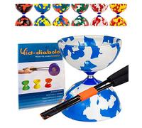 Juggle Dream Jester Diábolo Set para Malabares - Diábolo con Eje Fijo con Palos de Fibra y Vídeo de Aprendizaje en Línea (Azul/Blanco)