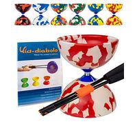 Juggle Dream Jester Diábolo Set para Malabares - Diábolo con Eje Fijo con Palos de Fibra y Vídeo de Aprendizaje en Línea (Rojo/Blanco)