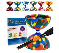 Juggle Dream Jester Diábolo Set para Malabares - Diábolo con Eje Fijo con Palos de Fibra y Vídeo de Aprendizaje en Línea (Multicolor)