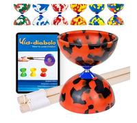 Juggle Dream Jester Diábolo Set para Malabares - Diábolo con Eje Fijo con Palos de Madera y Vídeo de Aprendizaje en Línea (Negro/Rojo)