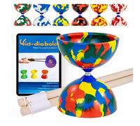 Juggle Dream Jester Diábolo Set para Malabares - Diábolo con Eje Fijo con Palos de Madera y Vídeo de Aprendizaje en Línea (Multicolor)