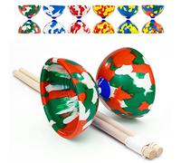Juggle Dream Jester Diábolo Set para Malabares - Diábolo con Eje Fijo con Palos de Madera y Vídeo de Aprendizaje en Línea (Verde/Blanco/Rojo)