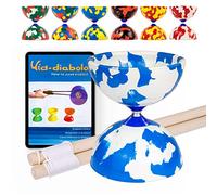 Juggle Dream Jester Diábolo Set para Malabares - Diábolo con Eje Fijo con Palos de Madera y Vídeo de Aprendizaje en Línea (Azul/Blanco)