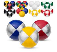 Juggle Dream Juego de 3 Bolas de Malabares Profesionales con vídeo de Aprendizaje en línea Gratuito, Principiantes y Expertos (Plata/Azul, Plata/Rojo, Plata/Amarillo)