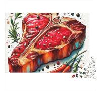 Jugoso Bistec Arte de Alimentos Puzzle de 1000 Piezas de Papel para Adultos Escena Culinaria Juego de Puzzle 1000 Piezas Decoración Alivio Estrés 38x26cm/1000pcs