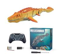 Juguete acuático RC Mosasaurus - Juguete de dinosaurio ABS de 15,75 pulgadas, monstruo de piscina controlado remotamente, juguetes de lago luminosos por pulverización, reptil acuático 2,4 GHz