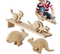 Juguete Animal Rampa de Madera 39x6x1,1 cm - Conjunto de 5 piezas Caminar | Bloques de inercia motora Fina | Juego educativo Imaginación 36 Meses+ | Conejo Tigre Dinosaurio | Juguetes desarrollados