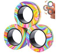 Juguete Anti-Estrés Anillos Magnéticos ZHjuju - Alivio Ansiedad, Mejora Concentración, 3 Unidades Colores Arcoíris, Cómodo, Juguete Magnético para Dedos