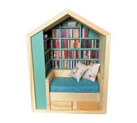 Juguete Antiestresado Miniatura Librería Decoración Pequeña Caja de Madera Estantería Rompecabezas Organizador Esquina Dormitorio Casa Sala Sala Dormitorio