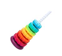 Juguete apilable - Anillo de torre arcoíris, engranajes de giro sensoriales, juego educativo de motor fino, rueda de color interactiva | Juguete arcoíris de aprendizaje temprano para niños pequeños