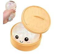 Juguete apretar - 8.5 x 6 cm Fidget Dumpling | 2 Piezas Juguetes antiestrés Bollo - EVA Espuma Premium | Set Cesta Regalo con vaporera para niños y Adultos - Juguete sensorial arcoíris