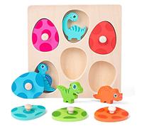 Juguete Bebé 1 2 3 Años, Juguete Montessori Puzzle Rompecabezas Madera, Juegos Educativos de Clasificación, Juguetes Dinosaurios Coloridos, Regalo Niños Niñas Cumpleaños Navidad(Dino de Clasificación)