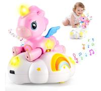 Juguete Bebé Unicornio Nubes 2-en-1, 3 Etapas de Desarrollo para Tiempo en la Barriga y Gateo, con Luces y Música, Juguete Sensorial Desmontable, Regalo Ideal (Navidad/Cumpleaños) 6-36 Meses