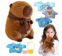 Juguete Capybara De Peluche - Lindo Animal De Peluche 4 Ropa Desmontable, Accesorios Vestidos | Dibujos Animados Suave De Dibujos Animados Capybara Doll For Girls Boys Gift, Decoración De Estantería
